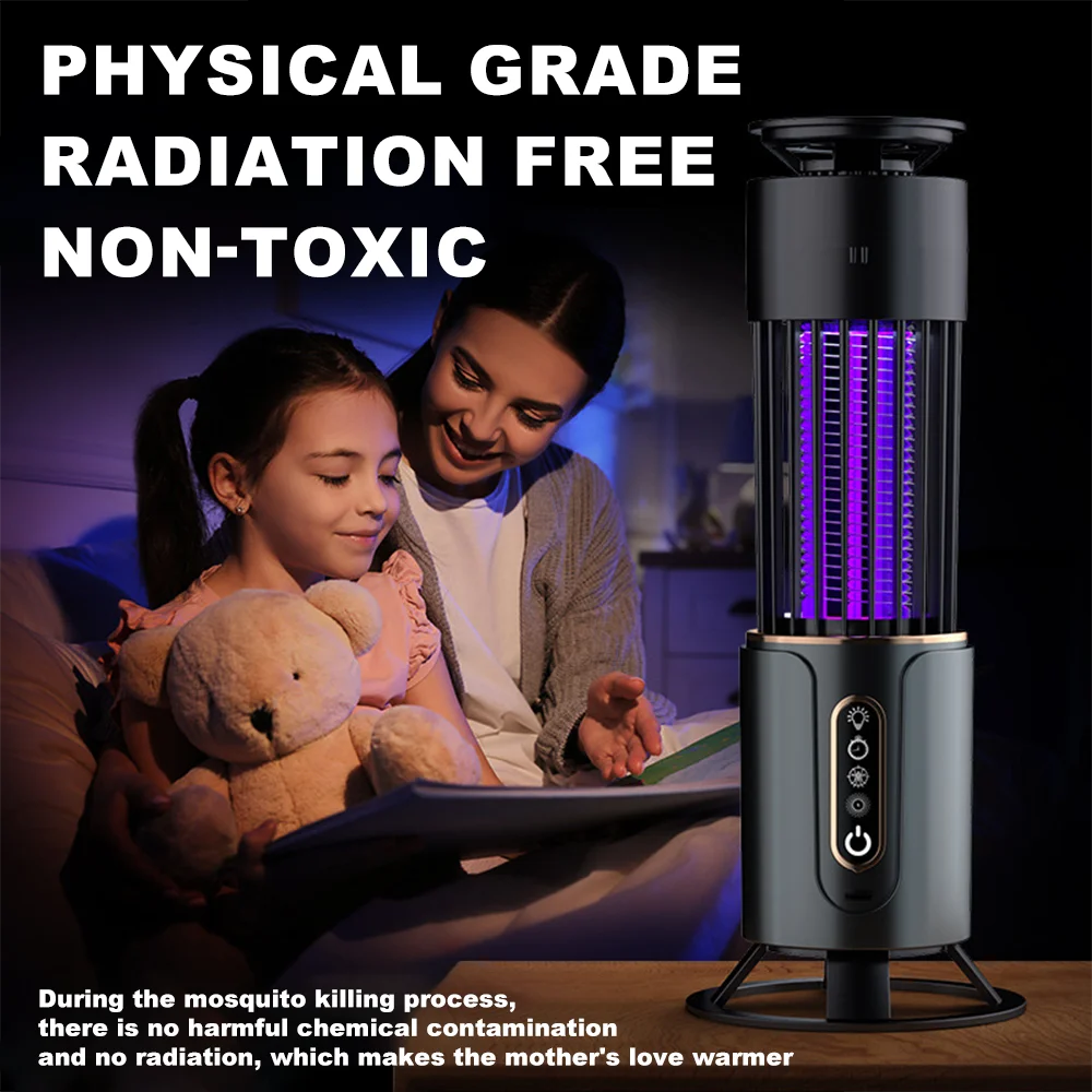 USB Rechargeable Mosquito Killer Lamp – 2-in-1 Fly Trap & Camping Light with Timer, Ideal for Outdoor Use
