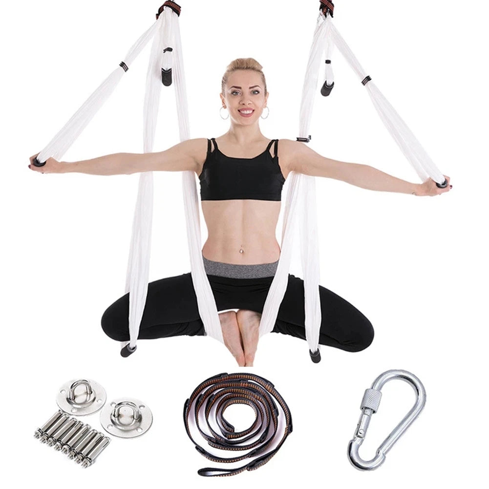 Full Aerial Yoga Hammock Set – Anti-Gravity Swing with Mounting Kit for Home & Gym (2.5 x 1.5m)