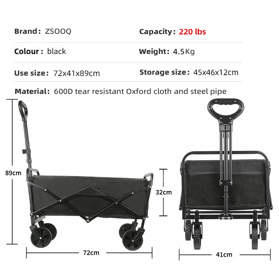 Folding Outdoor Picnic Trolley – Heavy Duty, Large Capacity & Portable Garden Cart