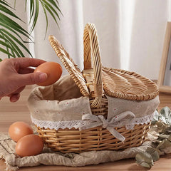 Wicker Picnic Basket with Lids – Large Outdoor Storage