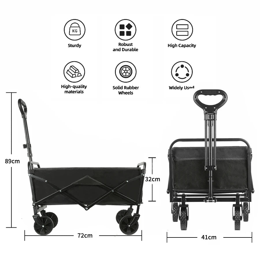 Folding Outdoor Picnic Trolley – Heavy Duty, Large Capacity & Portable Garden Cart