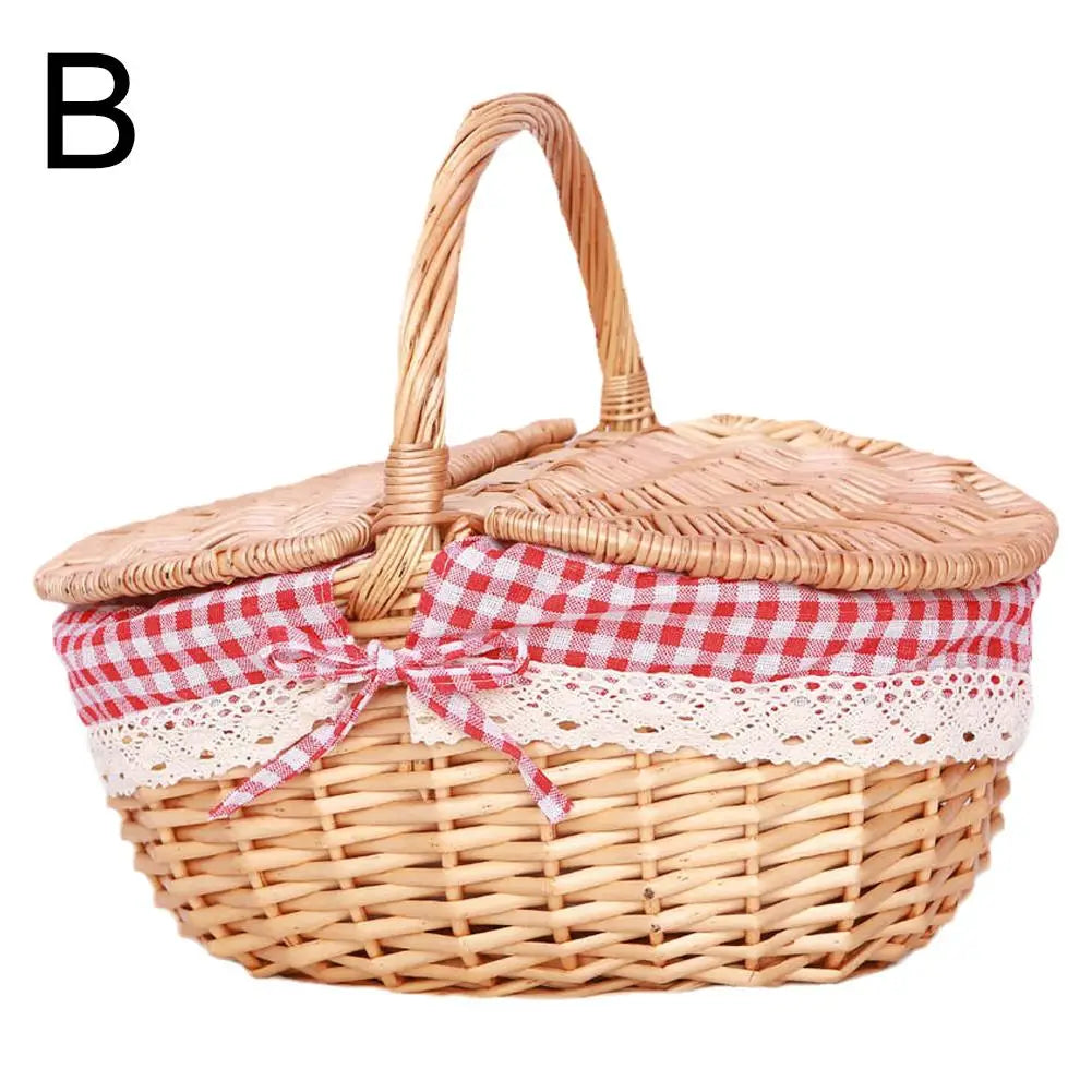 Wicker Picnic Basket with Lids – Large Outdoor Storage