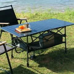 Folding Camping Table – Adjustable Height, Roll-Top, Lightweight
