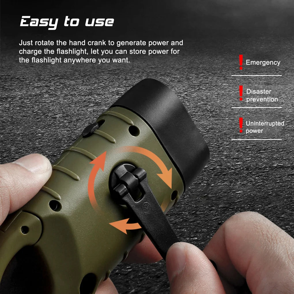 Hand Crank Solar Flashlight – 1-Min Shake = 3-Min Light, Waterproof Emergency Light for Outdoor Survival (2/4 Pack)