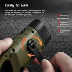 Hand Crank Solar Flashlight – 1-Min Shake = 3-Min Light, Waterproof Emergency Light for Outdoor Survival (2/4 Pack)
