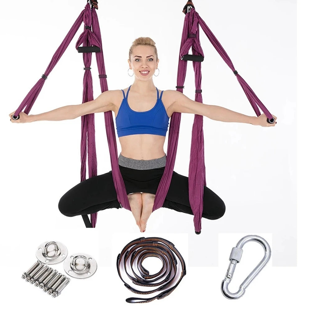 Full Aerial Yoga Hammock Set – Anti-Gravity Swing with Mounting Kit for Home & Gym (2.5 x 1.5m)