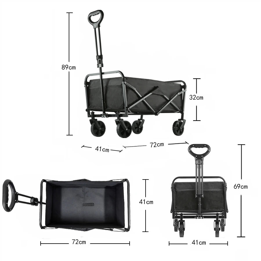 Folding Outdoor Picnic Trolley – Heavy Duty, Large Capacity & Portable Garden Cart