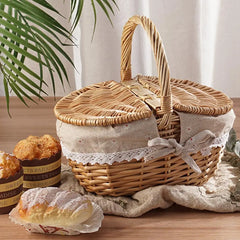 Wicker Picnic Basket with Lids – Large Outdoor Storage