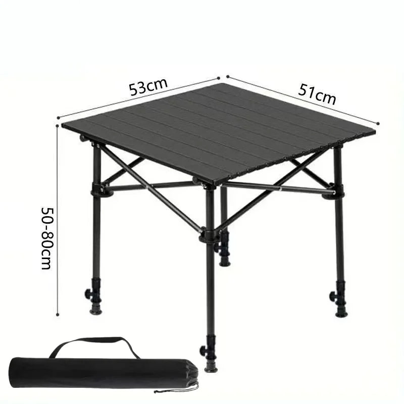 Folding Camping Table – Adjustable Height, Roll-Top, Lightweight