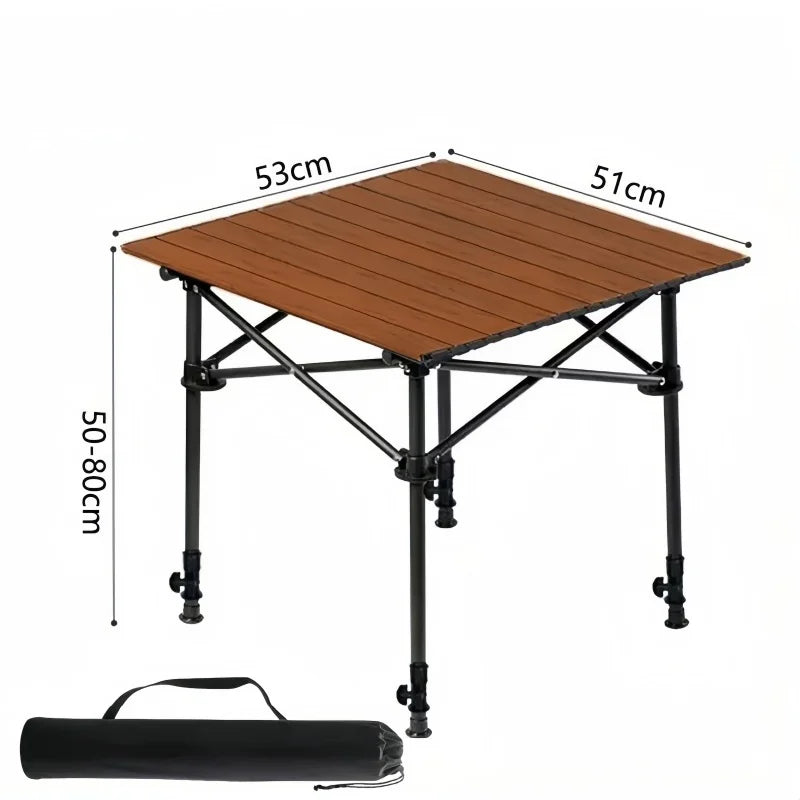 Folding Camping Table – Adjustable Height, Roll-Top, Lightweight