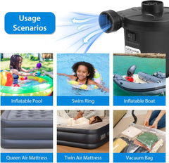 Portable Electric Air Pump – USB Rechargeable 2000mAh for Inflating/Deflating Beds, Pool Floats & Vacuum Bags