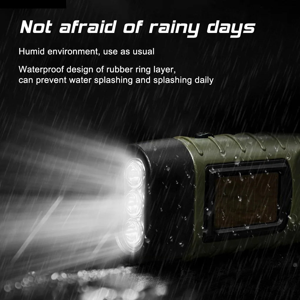 Hand Crank Solar Flashlight – 1-Min Shake = 3-Min Light, Waterproof Emergency Light for Outdoor Survival (2/4 Pack)
