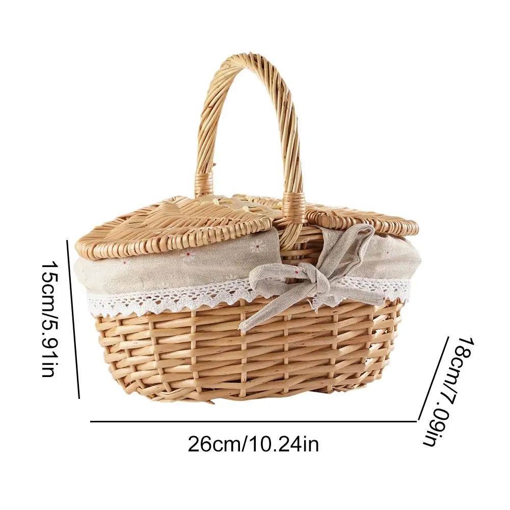 Wicker Picnic Basket with Lids – Large Outdoor Storage