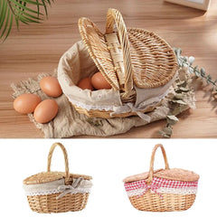 Wicker Picnic Basket with Lids – Large Outdoor Storage