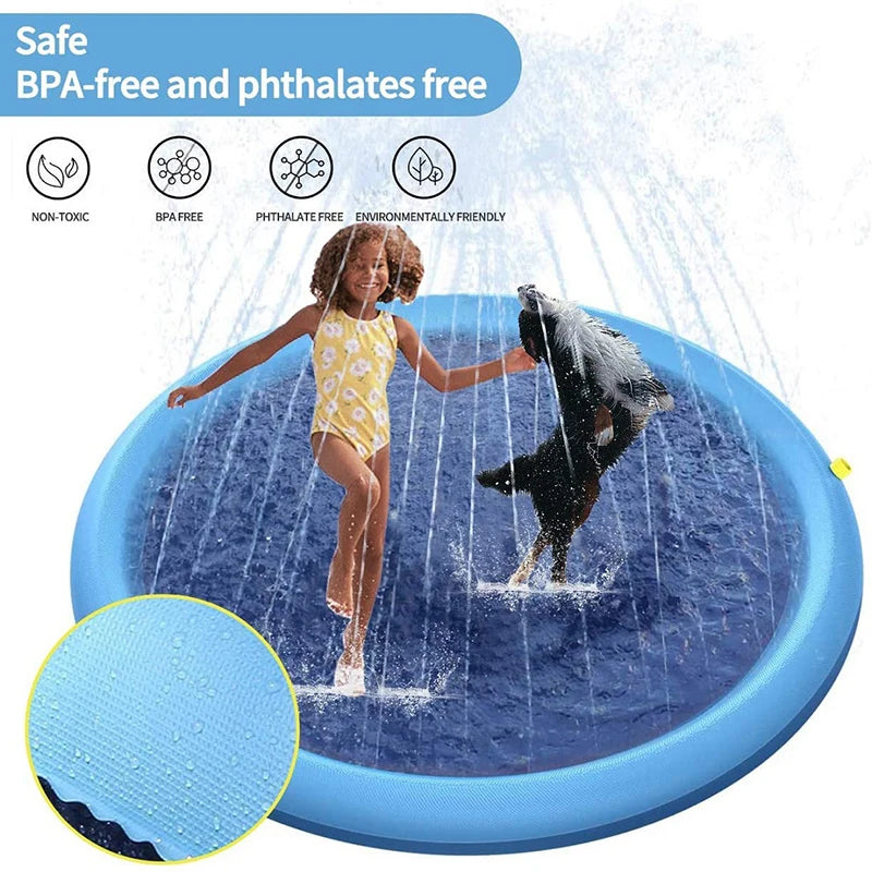 Pet & Kids Splash Pad – 170cm Inflatable Water Mat