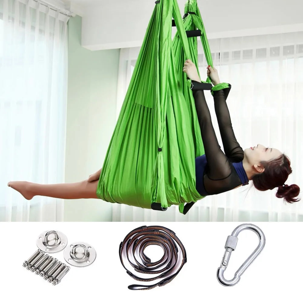 Full Aerial Yoga Hammock Set – Anti-Gravity Swing with Mounting Kit for Home & Gym (2.5 x 1.5m)