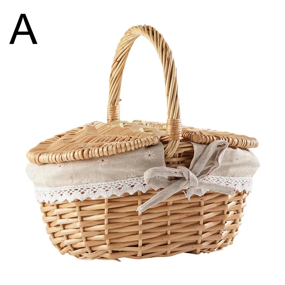 Wicker Picnic Basket with Lids – Large Outdoor Storage