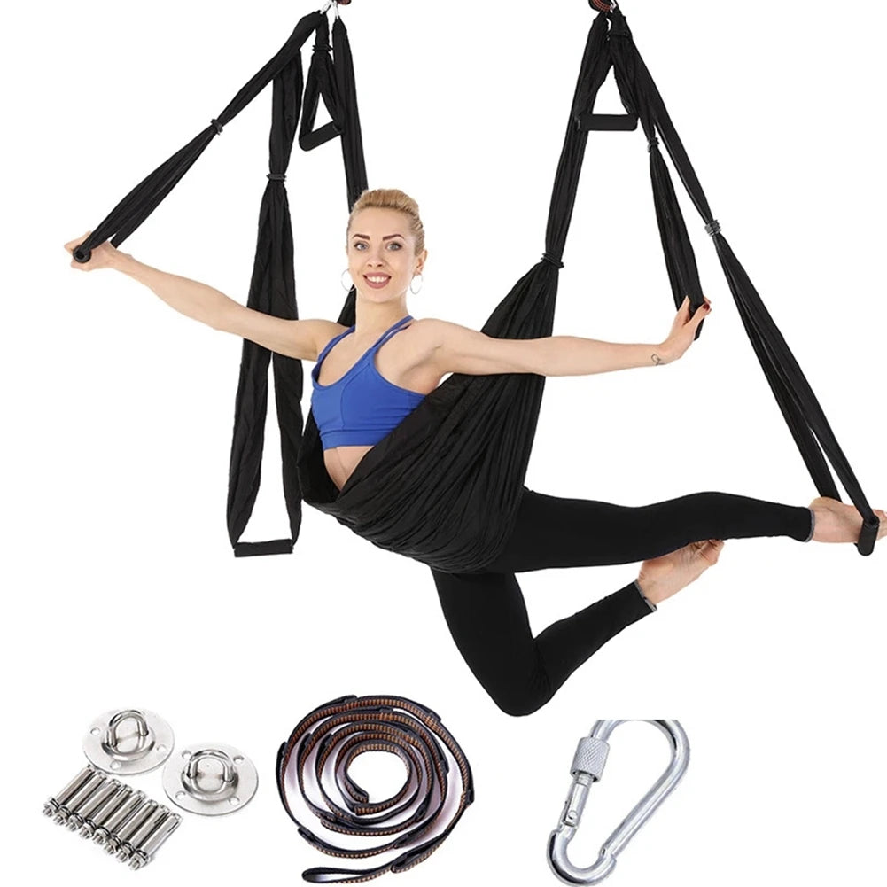 Full Aerial Yoga Hammock Set – Anti-Gravity Swing with Mounting Kit for Home & Gym (2.5 x 1.5m)