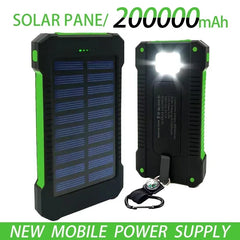 200,000mAh Solar Power Bank – Waterproof Fast-Charge Battery with SOS Flashlight for Outdoor & Emergency Use