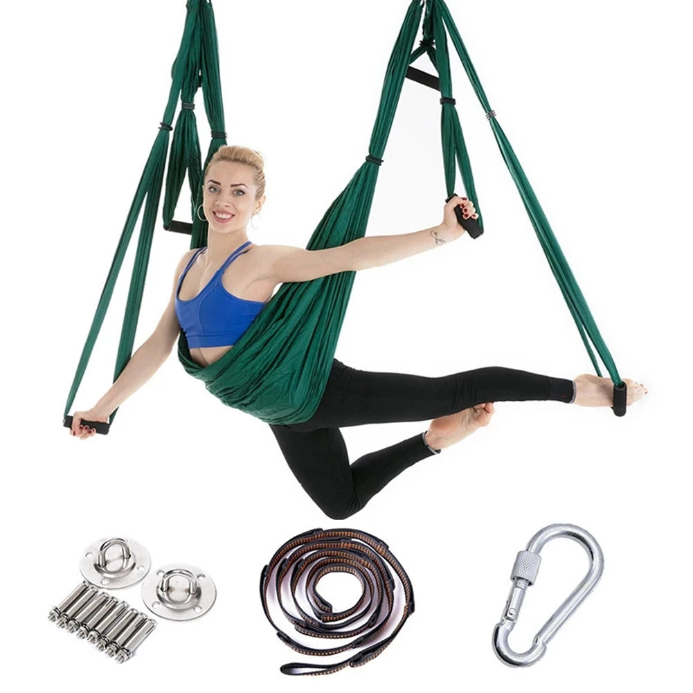 Full Aerial Yoga Hammock Set – Anti-Gravity Swing with Mounting Kit for Home & Gym (2.5 x 1.5m)