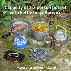 Camping Cookware Set – Lightweight Pot & Pan with Carry Bag (1–7P)